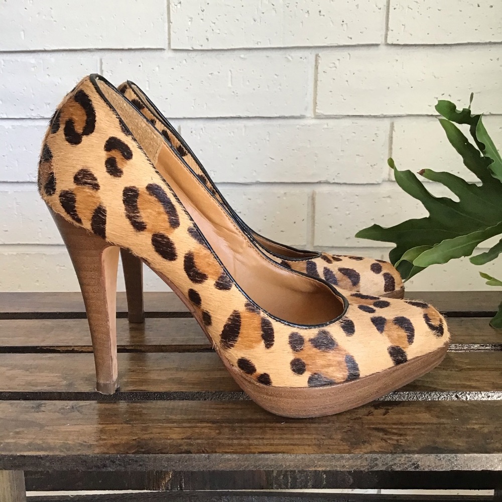 Steve Madden LeMore Leopard Print Calf Hair Heels